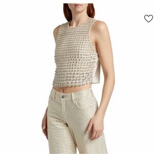 Alice + Olivia Silver Embellished Crop Top